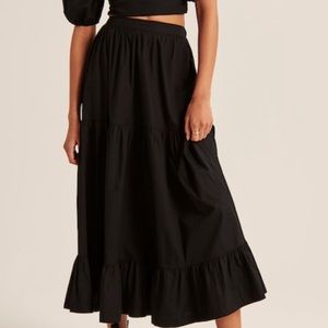 Abercrombie tiered poplin maxi black skirt, worn once, since large true to size